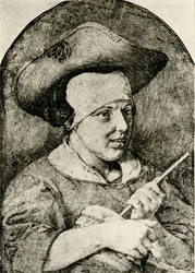 Frau mit Strohhut und Rommelpot