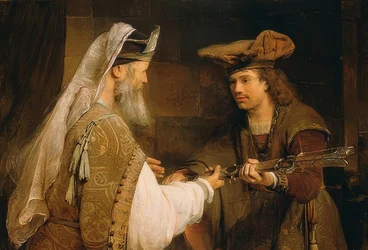 Ahimelech überreicht David das Schwert Goliaths