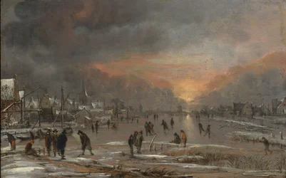 Sport auf einem gefrorenen Fluss, ca. 1660