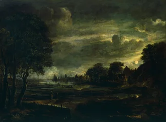 Dorf im Mondlicht