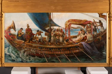 Die Flucht von Antonius und Kleopatra aus der Schlacht von Actium, ca. 1897