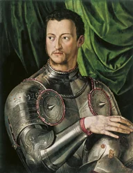 Porträt des Großherzogs der Toskana Cosimo I de Medici 1519-1574 in Rüstung