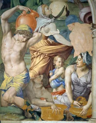 Das Sammeln von Manna (Detail), 1540-1545