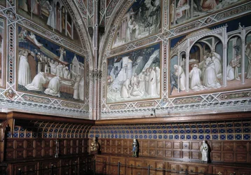 Ansicht der Kapelle Castellani (oder Sakrament) mit Fresken von Agnolo Gaddi, Episoden aus dem Leben des Heiligen Antonius des Großen