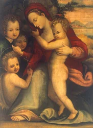 Madonna mit Kind, St. Johannes und Engeln