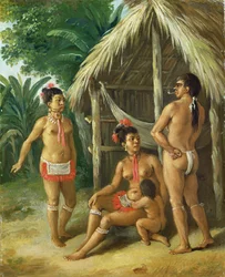 Eine Familie der Leeward-Inseln vor einer Hütte, ca. 1780