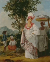 Eine westindische Kreolin mit ihrem schwarzen Diener, ca. 1780