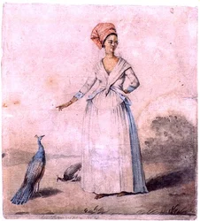 Dame mit Pfau, um 1770