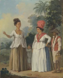 Westindische Frauen von Farbe, mit einem Kind und einem schwarzen Diener