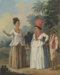 Westindische Frauen von Farbe, mit einem Kind und einem schwarzen Diener