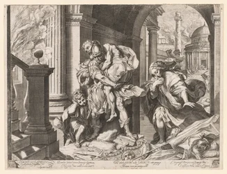Aeneas und seine Familie fliehen aus Troja, 1595