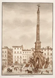 Der Obelisk auf der Piazza Navona, 1833