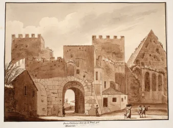 Das Porta Ostiensis oder San Paolo, gebaut von Honorius, 1833