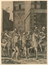 Ein römischer Kaiser trifft einen Soldaten