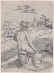 Frau sitzt neben einer Vase, ca. 1514-36