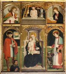 Polyptychon der Madonna und des Kindes mit den Heiligen Julian und Bernhard