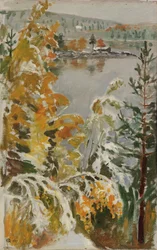 Herbstlandschaft, erster Schnee