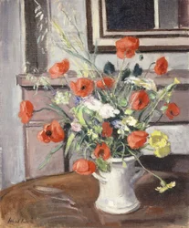 Vase mit Mohnblumen