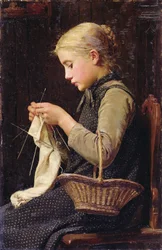 Strickendes Mädchen