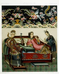 Kostüm der chinesischen Kaiserin. Chromolithographische Platte - in „Le costume historique“ von Racinet