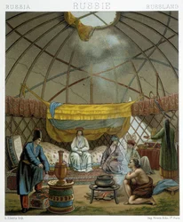 Kalmücken (russische Nomaden) in ihrer Jurte