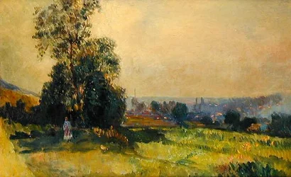 Ein junges Mädchen in einer Landschaft