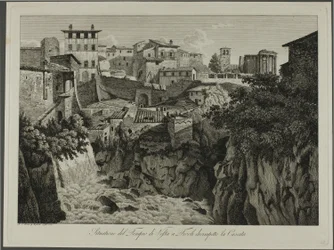Szene des Tempels der Vesta in Tivoli mit Blick auf die Kaskaden
