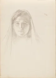 Aino Ackté als Alcestis, Skizze des Gesichts