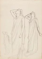 Aino Ackté als Alcestis, drei Skizzen