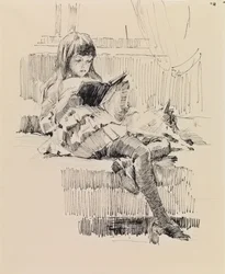 Berta Edelfelt, Studie für das Gemälde Liebe Freunde (Berta und Capi)