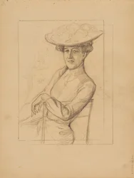 Sitzende Frau mit Hut
