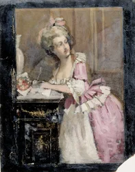 Dame beim Schreiben, Studie II für die Rokoko-Dame