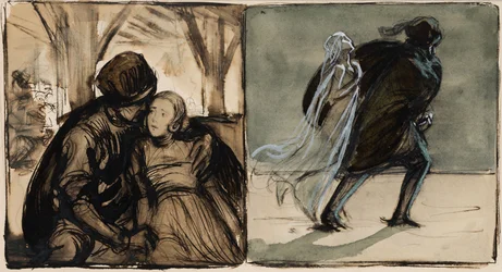 Skizzen für Illustrationen zu Selma Lagerlöfs Roman Herrn Arnes Schatz