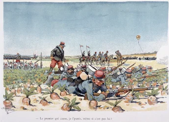 Unter dem Feuer des Feindes (in „Militärisches Album“ von Albert Guillaume (1873-1942), ca. 1900)