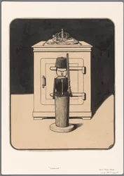 Entwurf für eine politische Karikatur: Der hölzerne Wachposten
