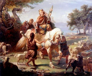 Königin Berthe von Holland spinnt die Rohrkolben bei Uverdon