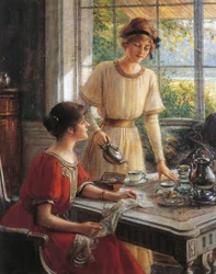 Detail von Frauen beim Tee