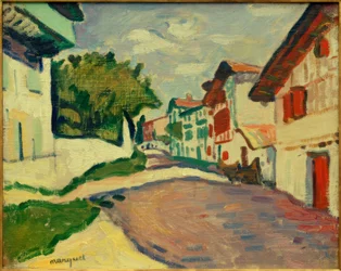 Sonnige Straße in Ciboure
