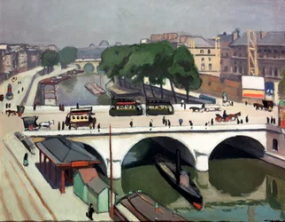 Pont Saint-Michel in Paris, Quai des Grands Augustins, 1908