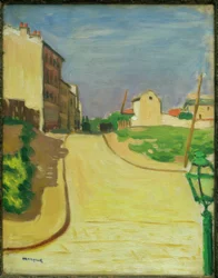 Straße mit grüner Laterne