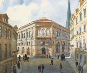 Ansicht der Börse von Riga, Aquarell von Albert Benois (1852-1936) - 1880 Dim 22,5x27 cm Private Sammlung