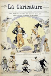 Karikaturen über den Schauspieler Robert Macaire von Robida, Umschlag „La caricature“ 17/7/1880
