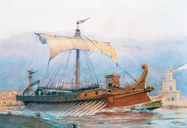 Schiff aus der römischen Kaiserzeit verlässt das Arsenal