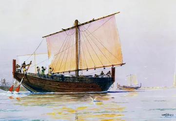 Phönizisches Handelsschiff kommt in Pharos an