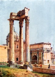 Tempel des Vespasian vom Portikus der Dii Consentes