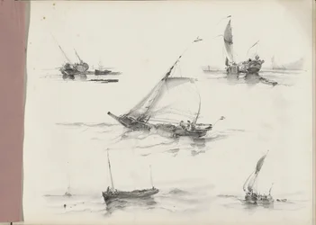 Studienblatt mit Segelschiffen auf dem Wasser
