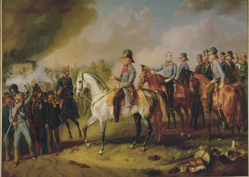 Feldmarschall Johann Joseph Wenzel Radetzky und sein Generalstab vor Mailand
