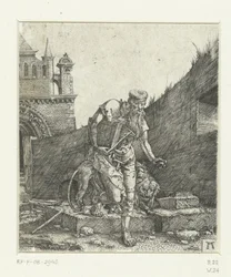 Heiliger Hieronymus auf dem Innenhof einer Kirche