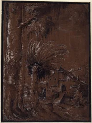 Landschaft mit Wassermühle