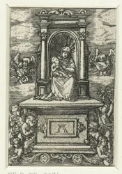 Maria mit Kind auf einem Thron
